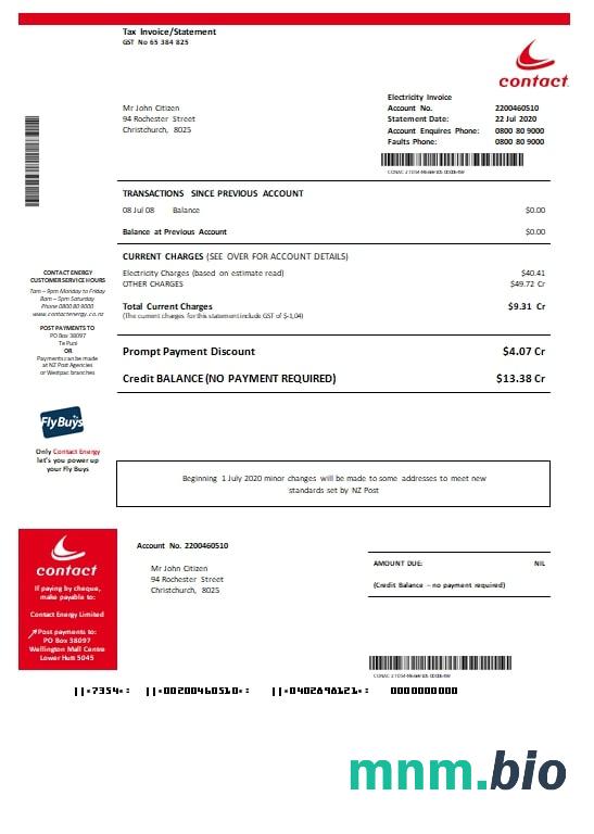 Nowa Zelandia kontakt dowód energetyczny szablonu energetycznego w formacie Word i PDF